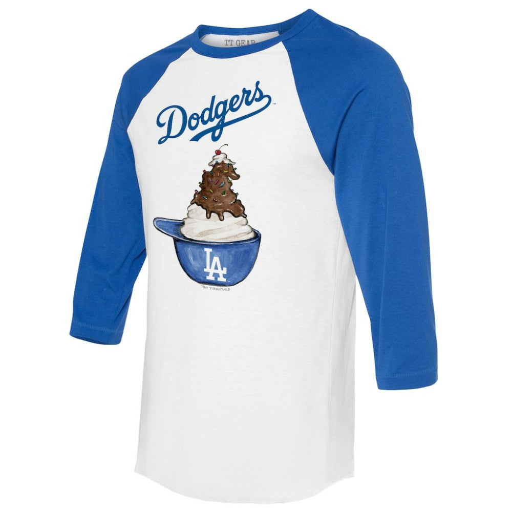 MLB Los Angeles Dodgers Tiny Turnip Unisex Sundae Helmet 3/4-Sleeve Raglan T-Shirt