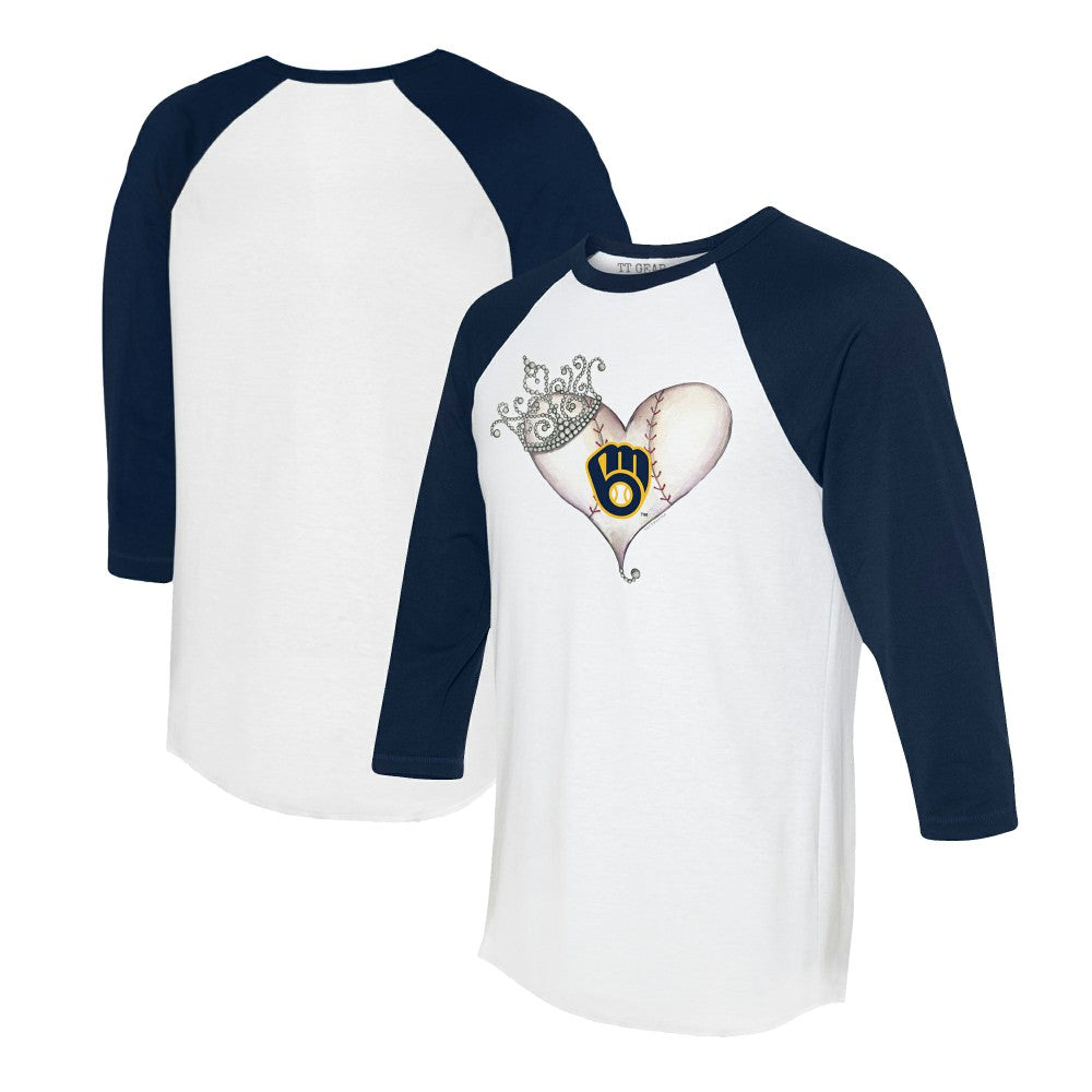 MLB Milwaukee Brewers Tiny Turnip Unisex Tiara Heart 3/4-Sleeve Raglan T-Shirt