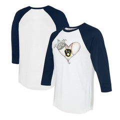 MLB Milwaukee Brewers Tiny Turnip Unisex Tiara Heart 3/4-Sleeve Raglan T-Shirt