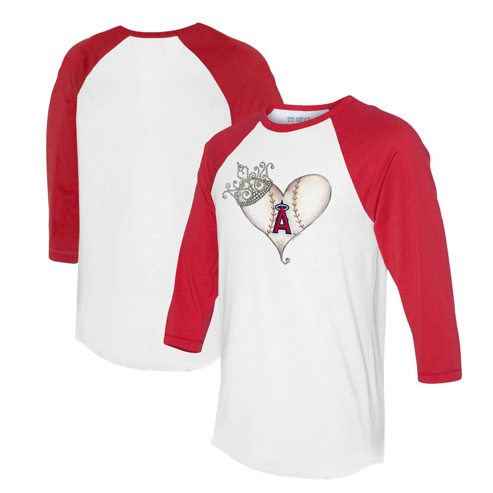 MLB Los Angeles Angels Tiny Turnip Unisex Tiara Heart 3/4-Sleeve Raglan T-Shirt