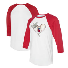 MLB Los Angeles Angels Tiny Turnip Unisex Tiara Heart 3/4-Sleeve Raglan T-Shirt