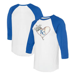 MLB Kansas City Royals Tiny Turnip Unisex Tiara Heart 3/4-Sleeve Raglan T-Shirt