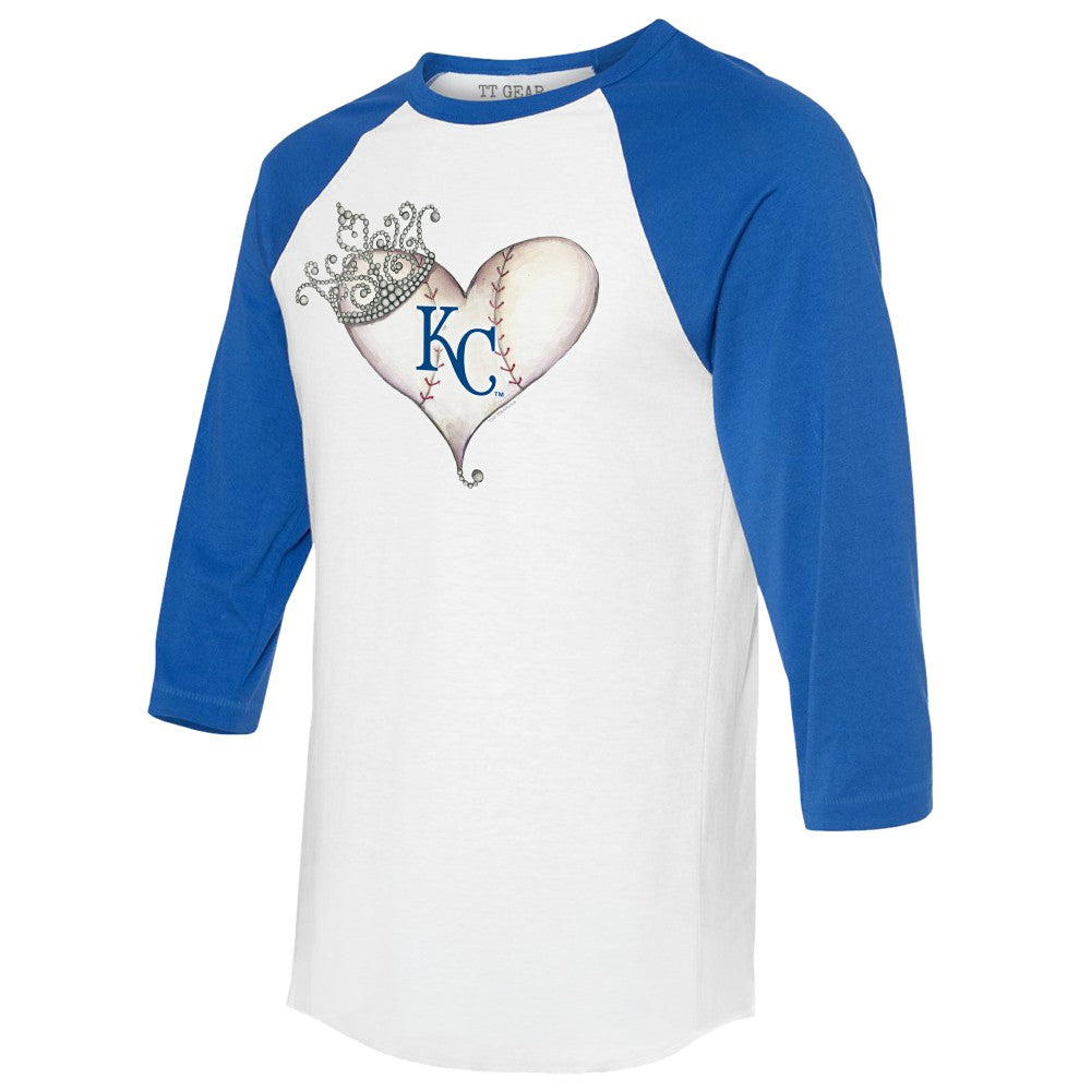 MLB Kansas City Royals Tiny Turnip Unisex Tiara Heart 3/4-Sleeve Raglan T-Shirt