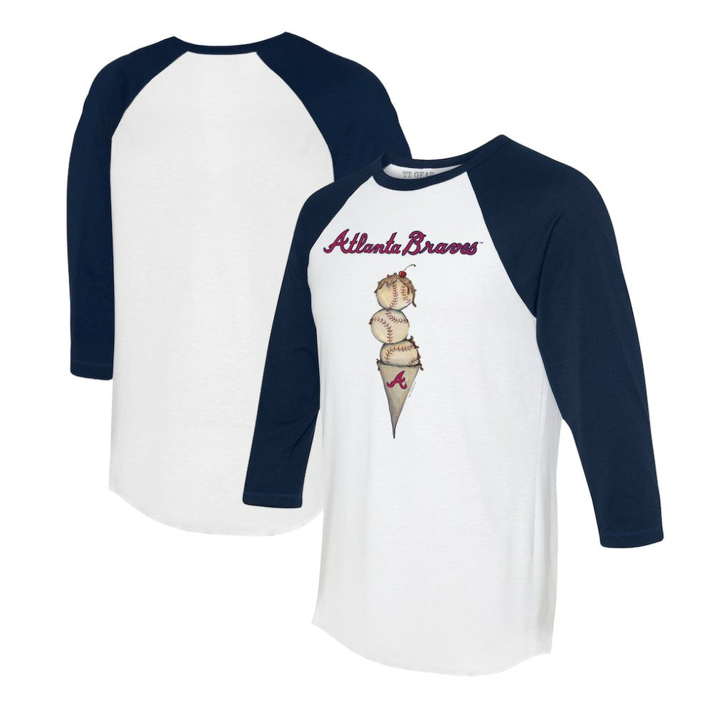 MLB Atlanta Braves Tiny Turnip Unisex Triple Scoop 3/4-Sleeve Raglan T-Shirt