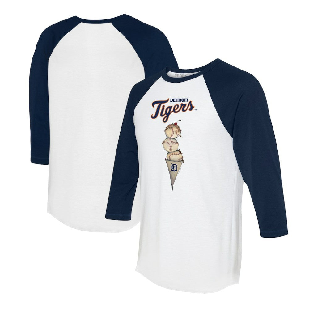 MLB Detroit Tigers Tiny Turnip Unisex Triple Scoop 3/4-Sleeve Raglan T-Shirt