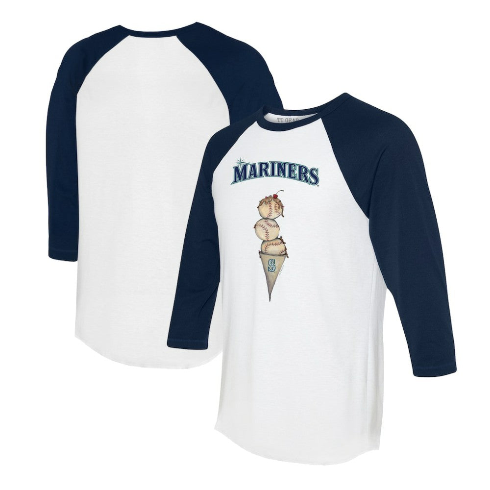 MLB Seattle Mariners Tiny Turnip Unisex Triple Scoop 3/4-Sleeve Raglan T-Shirt