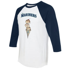 MLB Seattle Mariners Tiny Turnip Unisex Triple Scoop 3/4-Sleeve Raglan T-Shirt