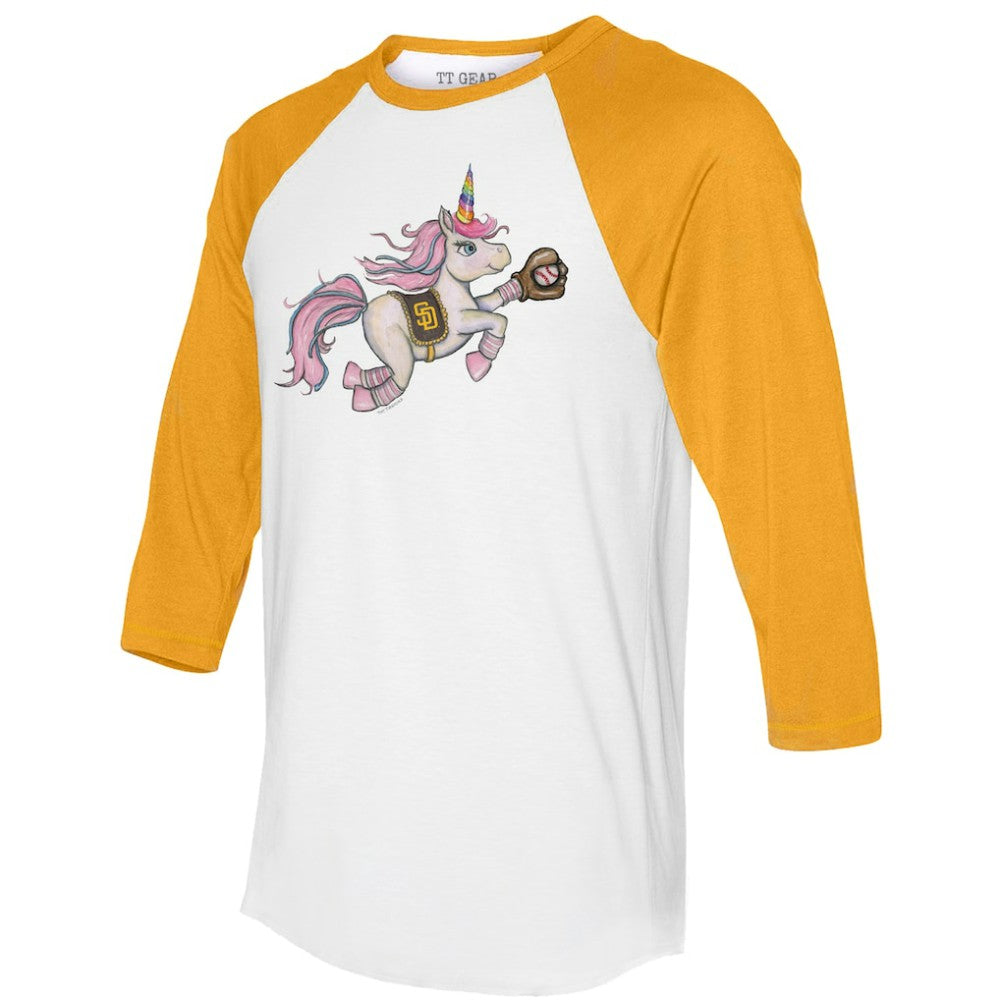 MLB San Diego Padres Tiny Turnip Unisex Unicorn 3/4-Sleeve Raglan T-Shirt