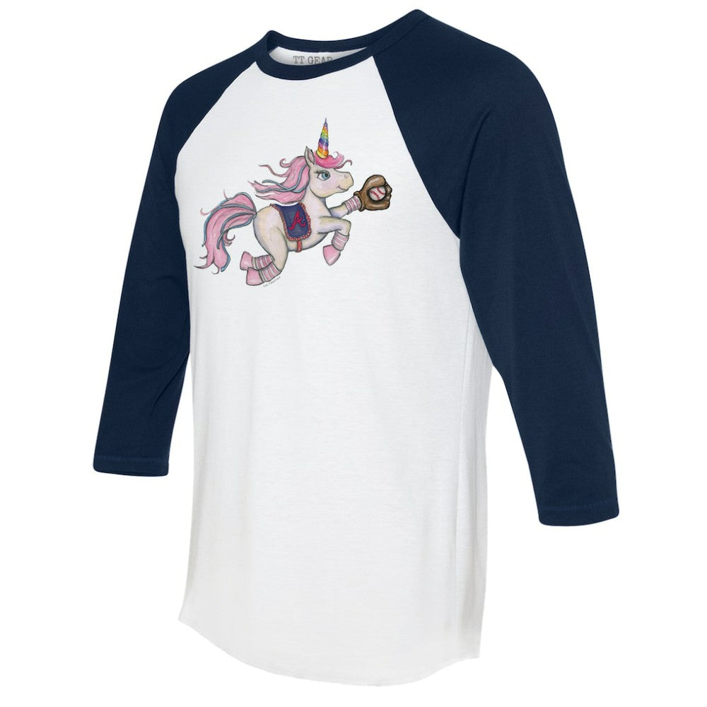 MLB Atlanta Braves Tiny Turnip Unisex Unicorn 3/4-Sleeve Raglan T-Shirt