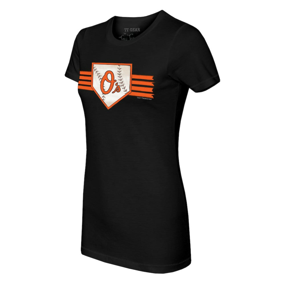 MLB Baltimore Orioles Tiny Turnip Women's Base Stripe T-Shirt