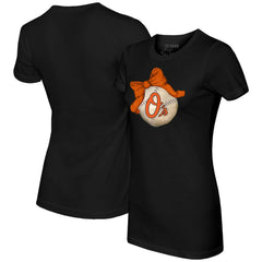 MLB Baltimore Orioles Tiny Turnip Women's Baseball Bow T-Shirt