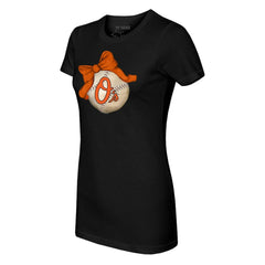 MLB Baltimore Orioles Tiny Turnip Women's Baseball Bow T-Shirt