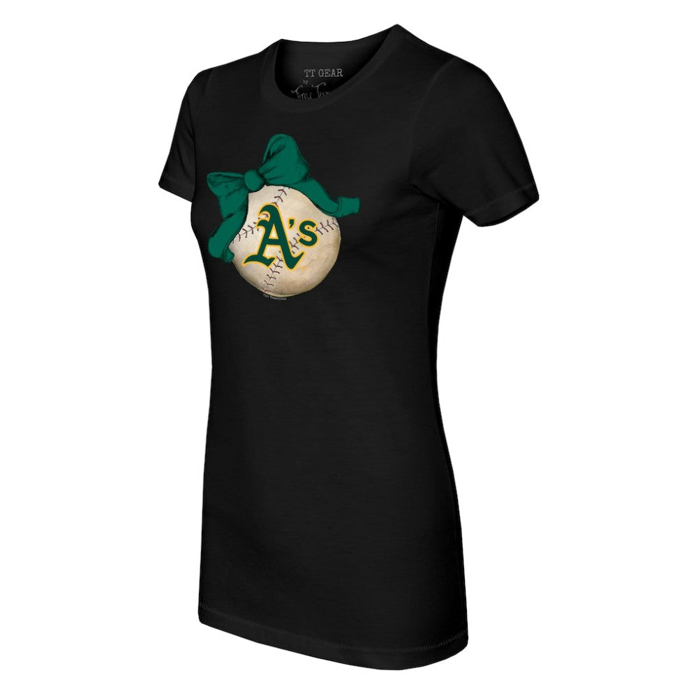MLB Athletics Tiny Turnip Women's Baseball Bow T-Shirt