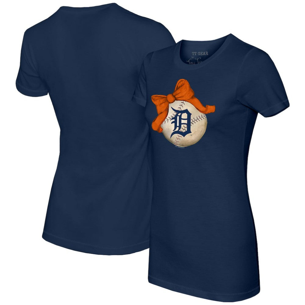 MLB Detroit Tigers Tiny Turnip Women's Baseball Bow T-Shirt