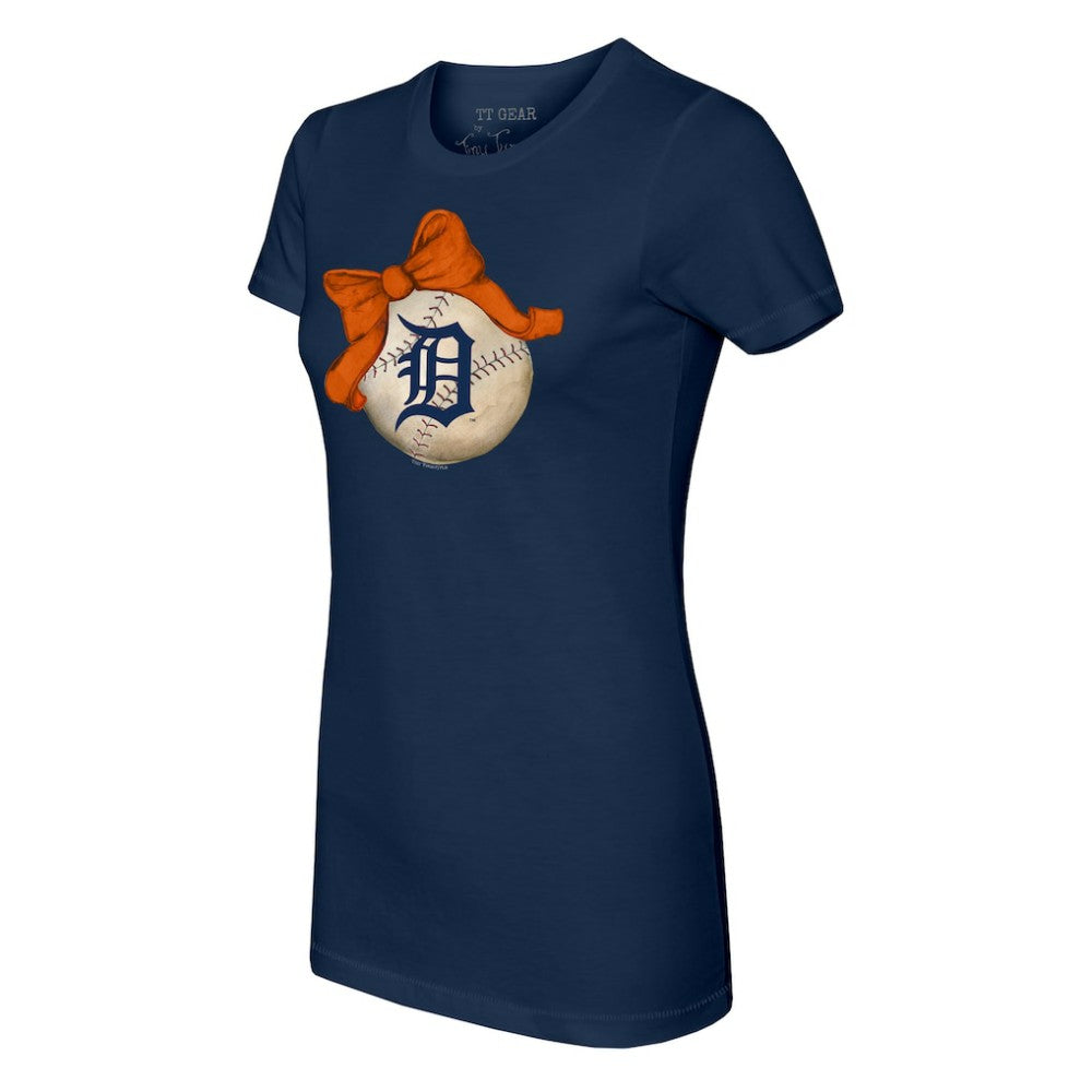 MLB Detroit Tigers Tiny Turnip Women's Baseball Bow T-Shirt