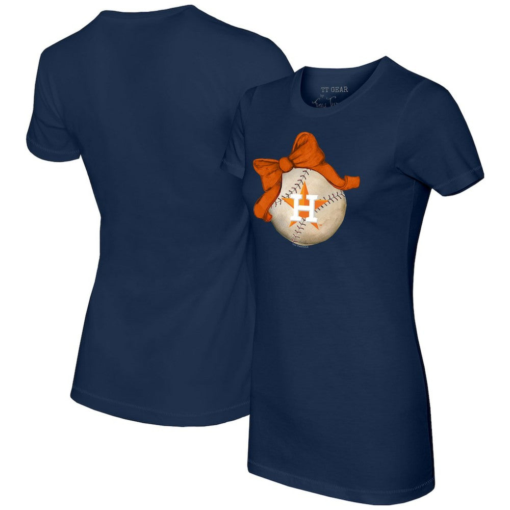 MLB Houston Astros Tiny Turnip Women's Baseball Bow T-Shirt