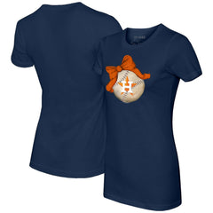 MLB Houston Astros Tiny Turnip Women's Baseball Bow T-Shirt