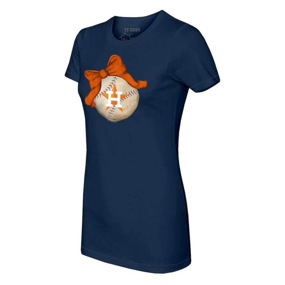 MLB Houston Astros Tiny Turnip Women's Baseball Bow T-Shirt