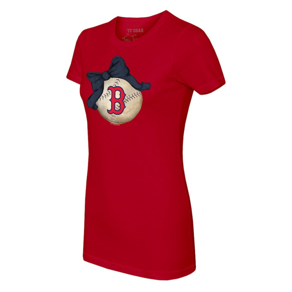 MLB Boston Red Sox Tiny Turnip Women's Baseball Bow T-Shirt