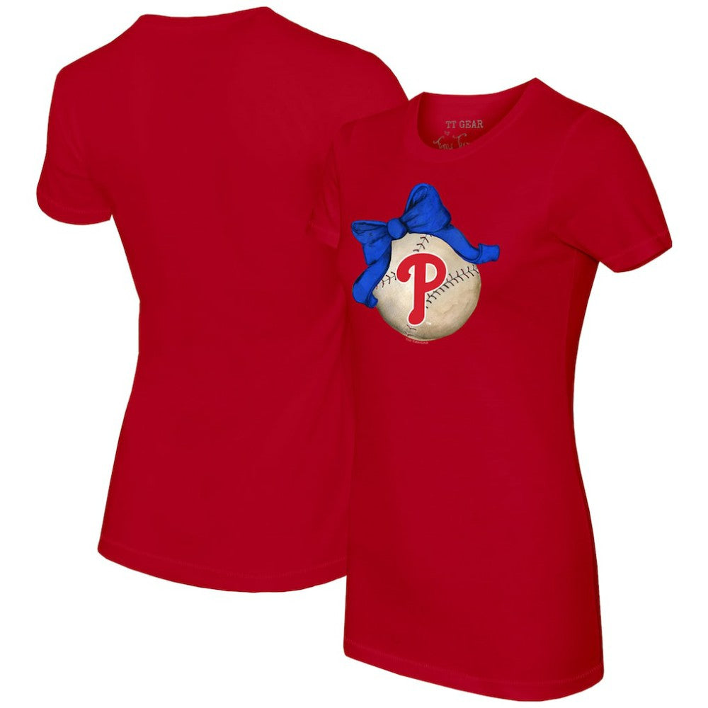 MLB Philadelphia Phillies Tiny Turnip Women's Baseball Bow T-Shirt