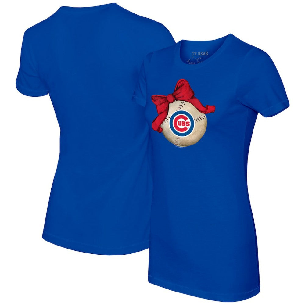 MLB Chicago Cubs Tiny Turnip Women's Baseball Bow T-Shirt