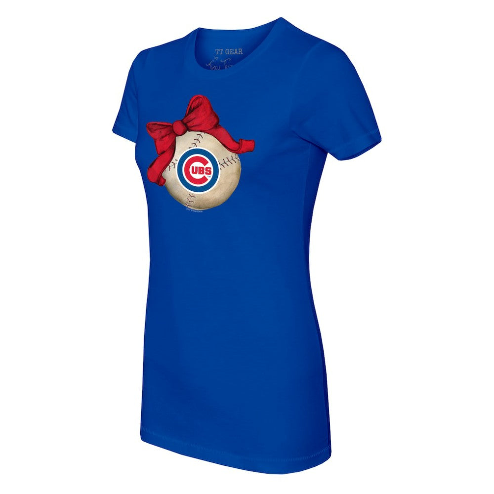 MLB Chicago Cubs Tiny Turnip Women's Baseball Bow T-Shirt