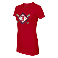 MLB Boston Red Sox Tiny Turnip Women's Diamond Cross Bats T-Shirt