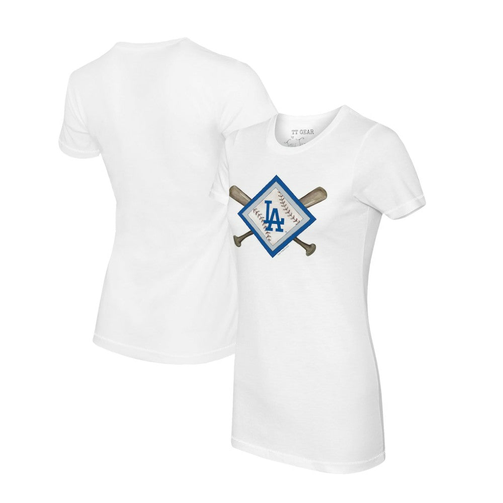 MLB Los Angeles Dodgers Tiny Turnip Women's Diamond Cross Bats T-Shirt