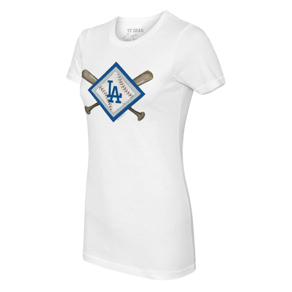 MLB Los Angeles Dodgers Tiny Turnip Women's Diamond Cross Bats T-Shirt