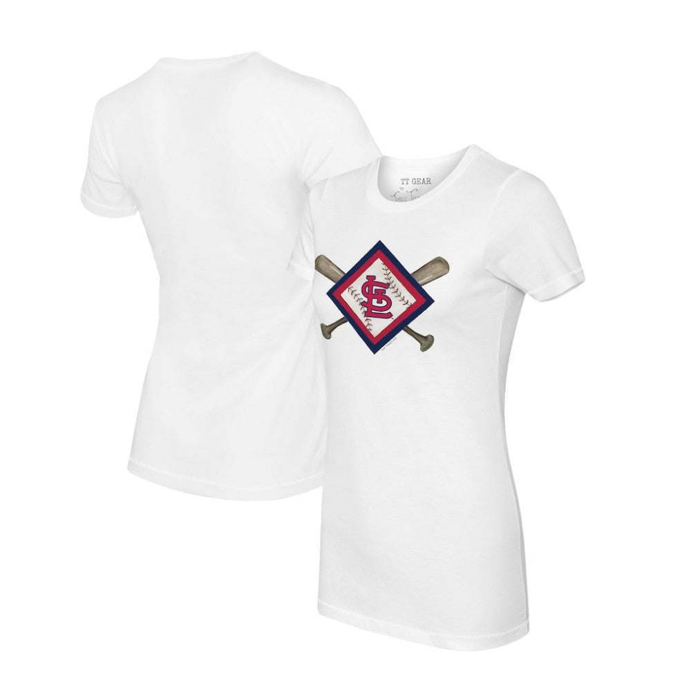 MLB St. Louis Cardinals Tiny Turnip Women's Diamond Cross Bats T-Shirt