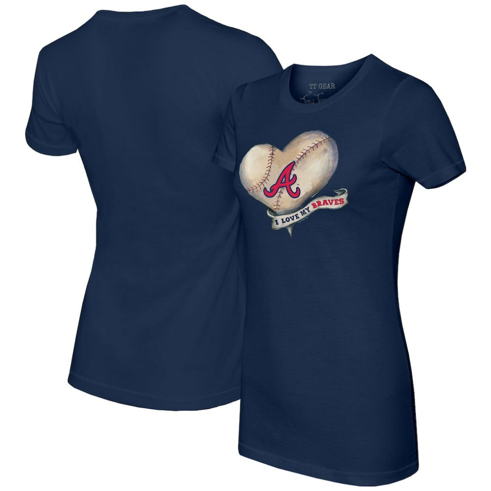 MLB Atlanta Braves Tiny Turnip Women's Heart Banner T-Shirt