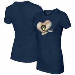MLB Milwaukee Brewers Tiny Turnip Women's Heart Banner T-Shirt