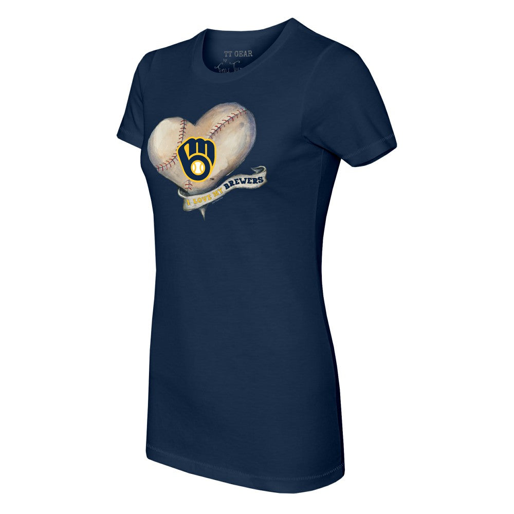 MLB Milwaukee Brewers Tiny Turnip Women's Heart Banner T-Shirt