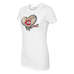 MLB Cincinnati Reds Tiny Turnip Women's Heart Banner T-Shirt