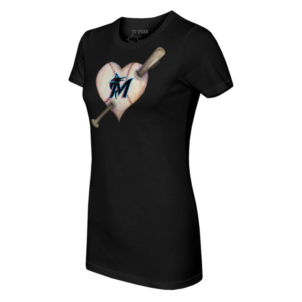 MLB Miami Marlins Tiny Turnip Women's Heart Bat T-Shirt