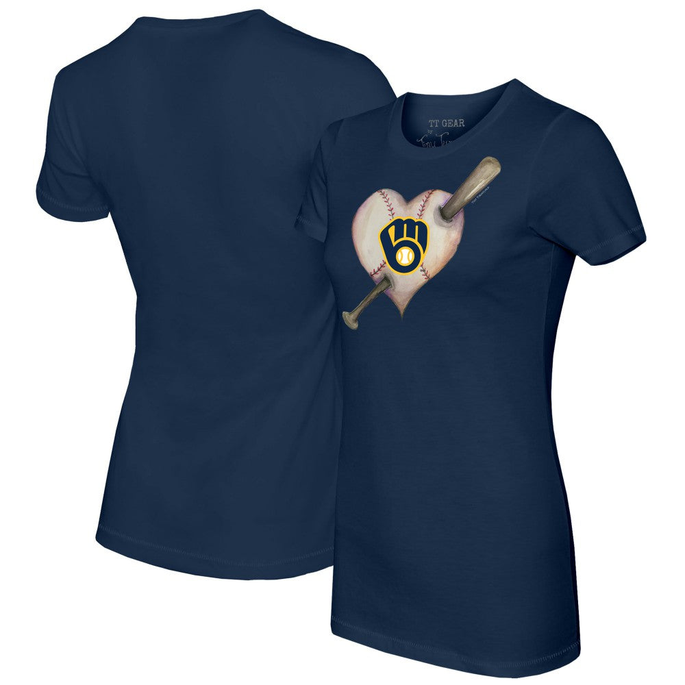 MLB Milwaukee Brewers Tiny Turnip Women's Heart Bat T-Shirt