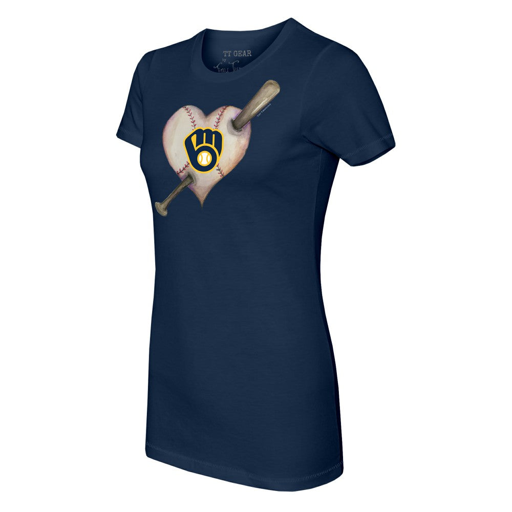 MLB Milwaukee Brewers Tiny Turnip Women's Heart Bat T-Shirt