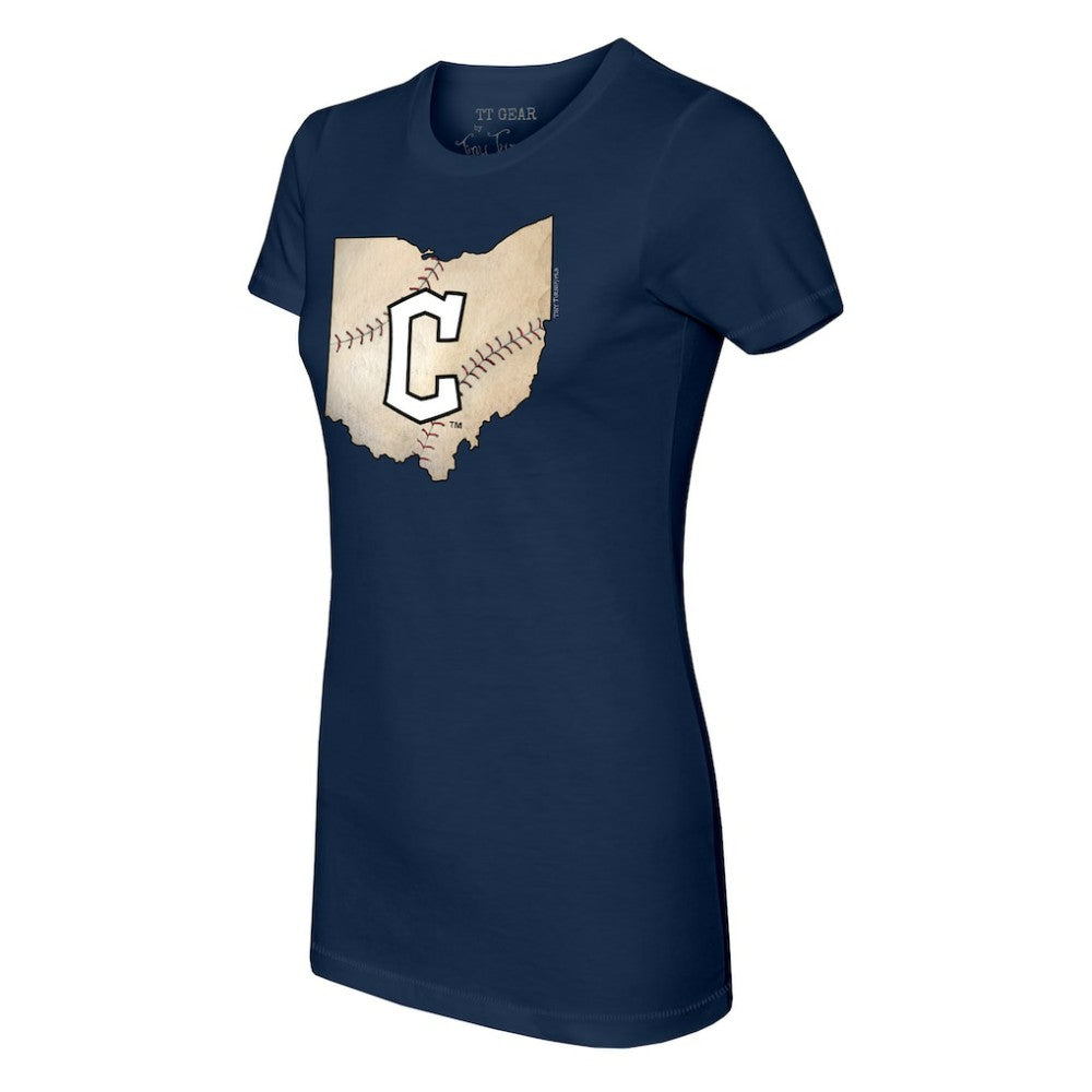 MLB Cleveland Guardians Tiny Turnip Women's State Outline T-Shirt