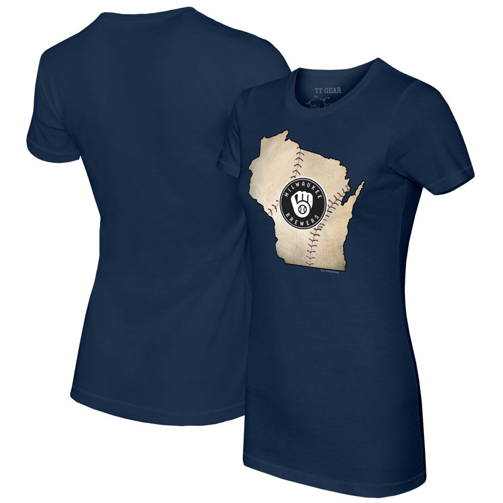 MLB Milwaukee Brewers Tiny Turnip Women's State Outline T-Shirt