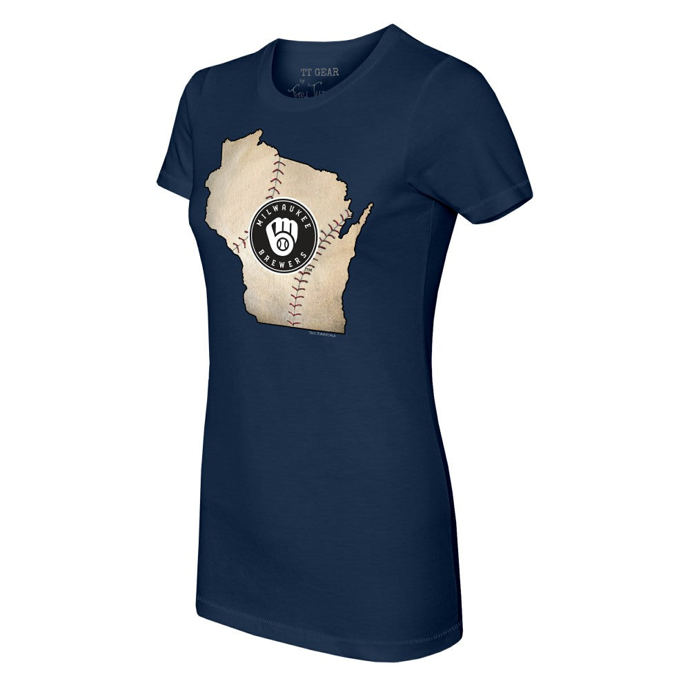 MLB Milwaukee Brewers Tiny Turnip Women's State Outline T-Shirt