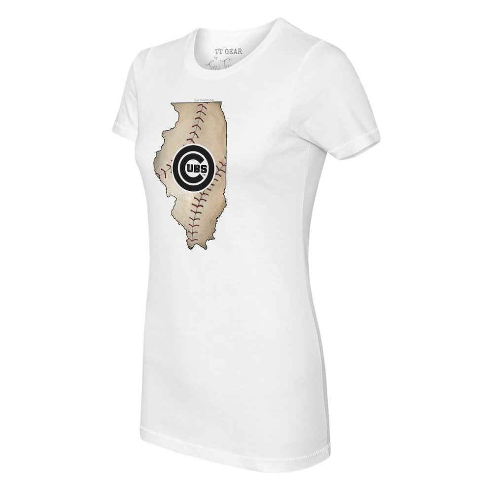 MLB Chicago Cubs Tiny Turnip Women's State Outline T-Shirt