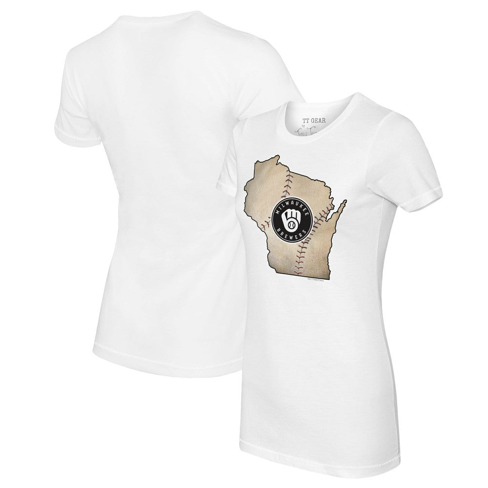 MLB Milwaukee Brewers Tiny Turnip Women's State Outline T-Shirt