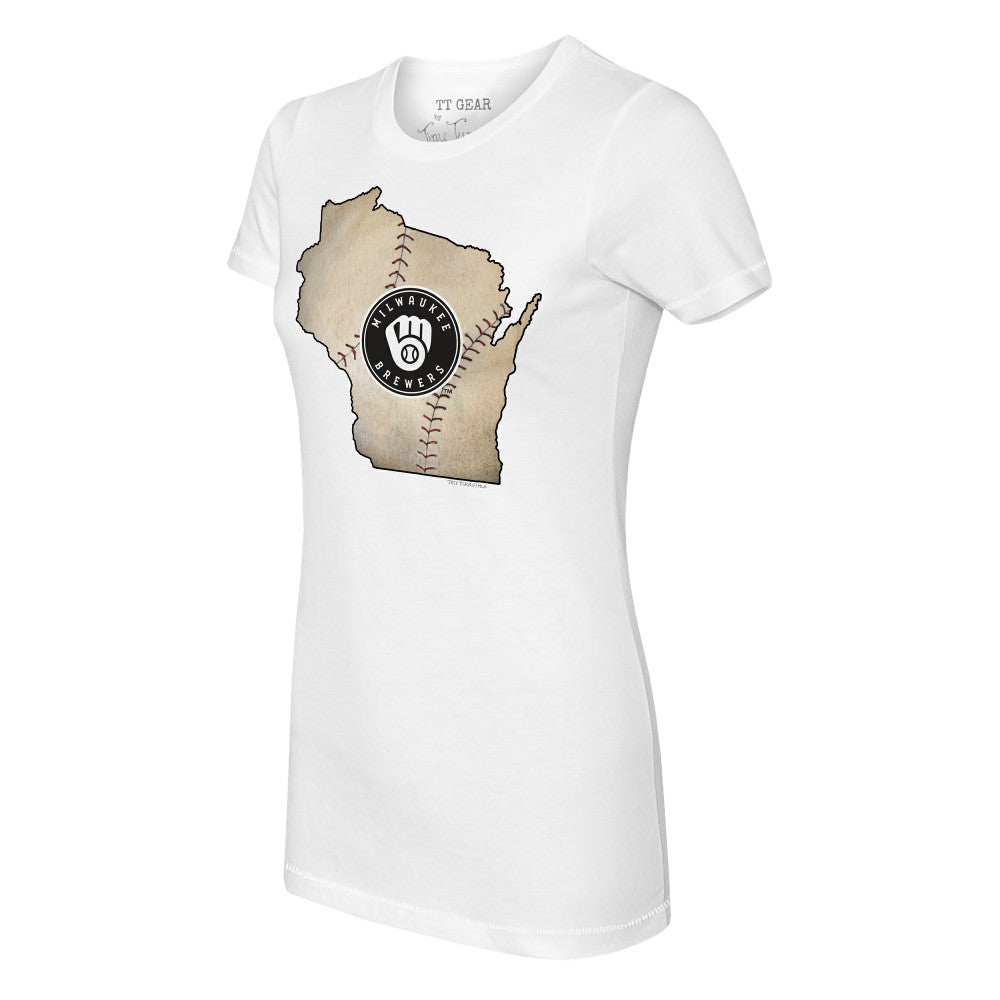 MLB Milwaukee Brewers Tiny Turnip Women's State Outline T-Shirt