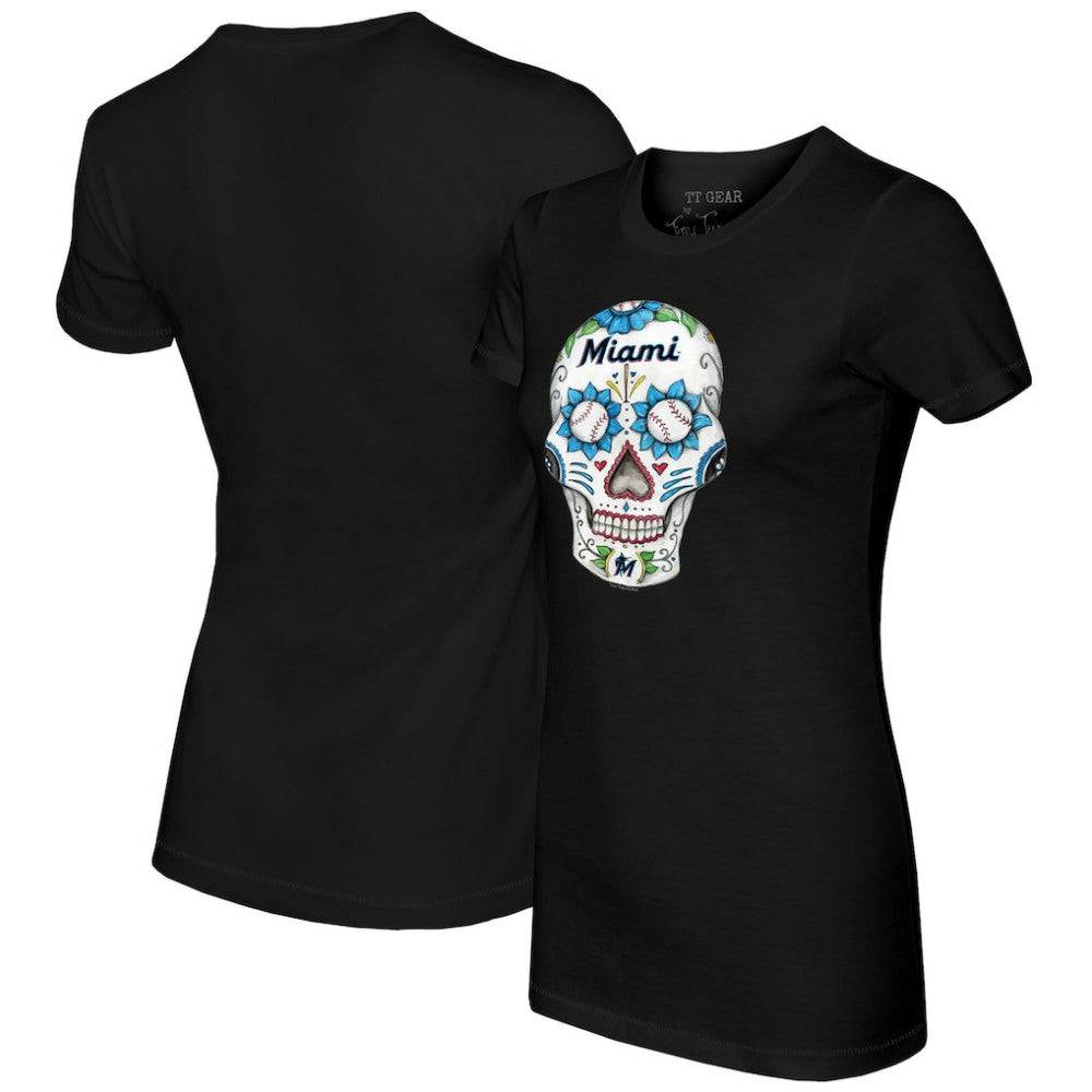 MLB Miami Marlins Tiny Turnip Women's Sugar Skull T-Shirt