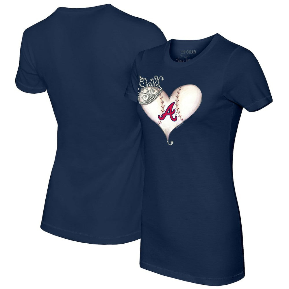 MLB Atlanta Braves Tiny Turnip Women's Tiara Heart T-Shirt