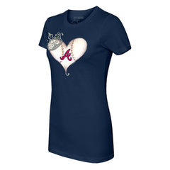 MLB Atlanta Braves Tiny Turnip Women's Tiara Heart T-Shirt