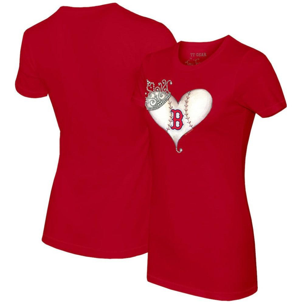 MLB Boston Red Sox Tiny Turnip Women's Tiara Heart T-Shirt