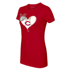MLB Cincinnati Reds Tiny Turnip Women's Tiara Heart T-Shirt