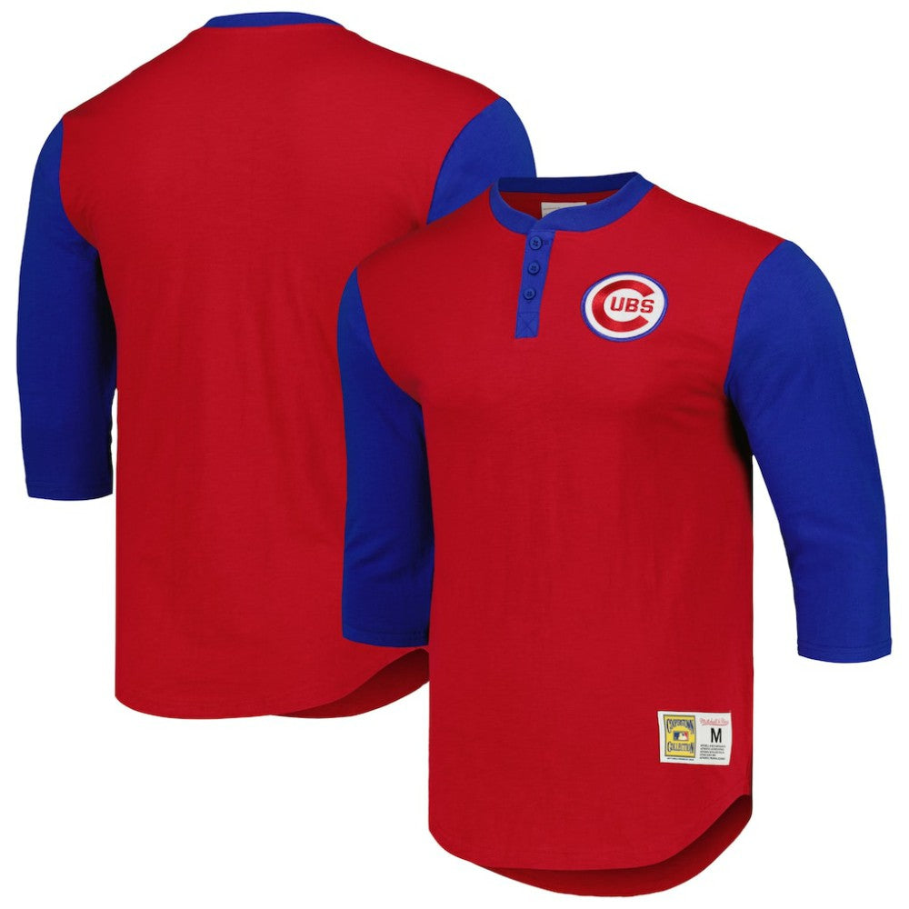 MLB Chicago Cubs Mitchell & Ness Cooperstown Collection Legendary Slub Henley 3/4-Sleeve T-Shirt