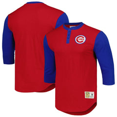 MLB Chicago Cubs Mitchell & Ness Cooperstown Collection Legendary Slub Henley 3/4-Sleeve T-Shirt